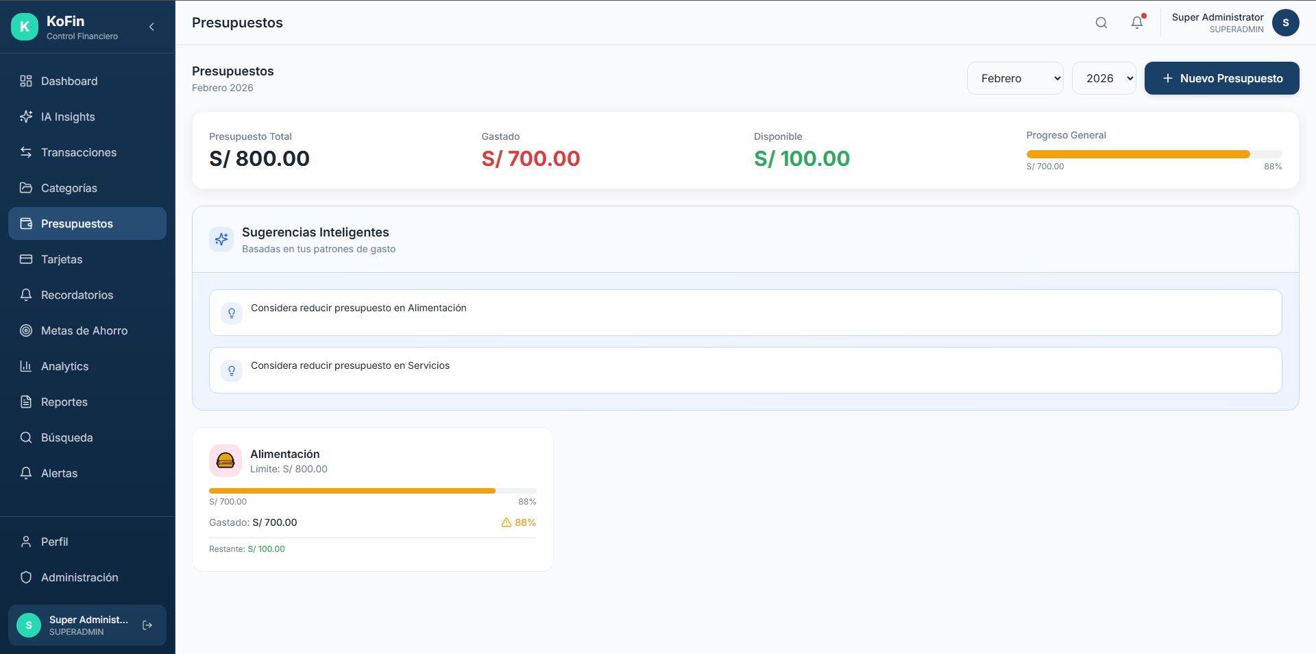 Control de Presupuestos